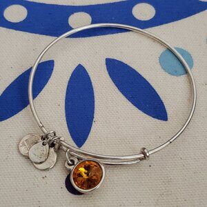 Alex and Ani Silver Bangle With Gold Birthstone  88